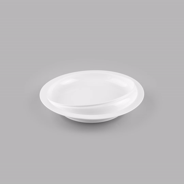 Adapt Tek Round White Plastic Scoop Plate - Spillproof Suction Base Bowl (9x9x2.25 Inches) - Perfect for Baby Feeding, Pet Food & Snack Serving - 1 Count Box