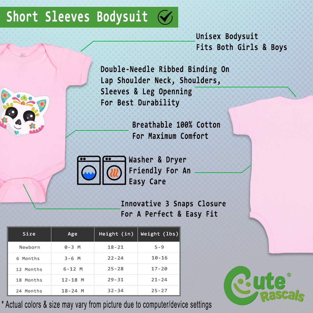 Funny Cat Face Sugar Skull Baby Bodysuit - Cute Cotton Outfit for Boys & Girls | Playtime & Photo Shoots