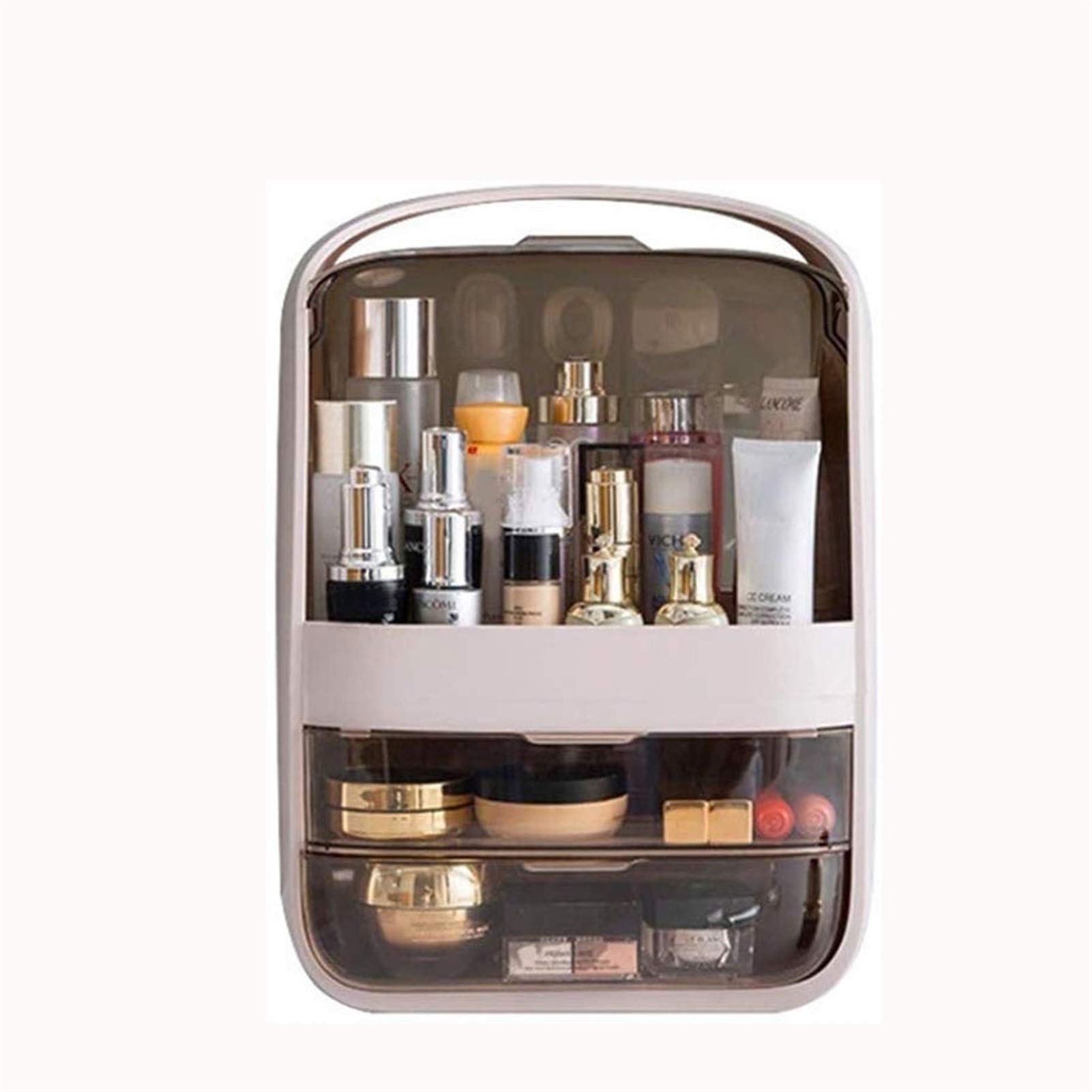 YFQHDD Multi-Layer Transparent Storage Box - Portable Cosmetic Organizer, Desktop Dust-Proof Drawer for Makeup, Jewelry & Office Supplies | Perfect for Vanity, Bathroom & Workspace Organization