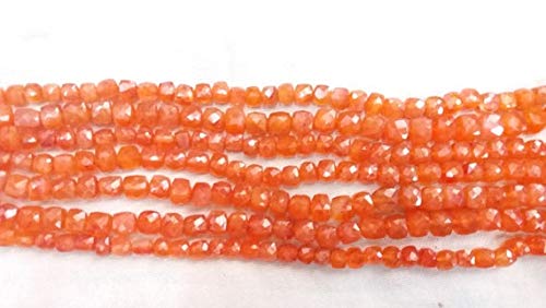 Natural Carnelian Faceted Cube Briolette Beads - 6-7mm Gemstone Strand (8 Inch) for Jewelry Making, DIY Crafts & Healing Crystals | Code-MVG-38028 | Perfect for Necklaces, Bracelets & Spiritual Healing