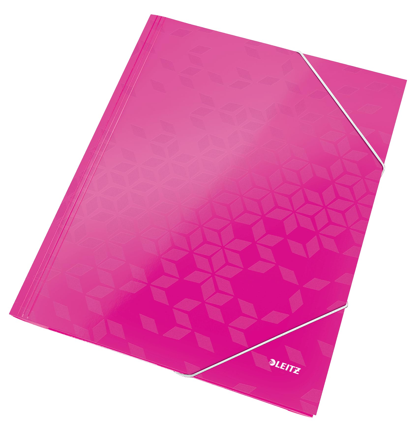 Leitz Wow A4 Polypropylene Document Folders with Elastic Band - Pink, Durable & Stylish for Office, School, and Home Organization