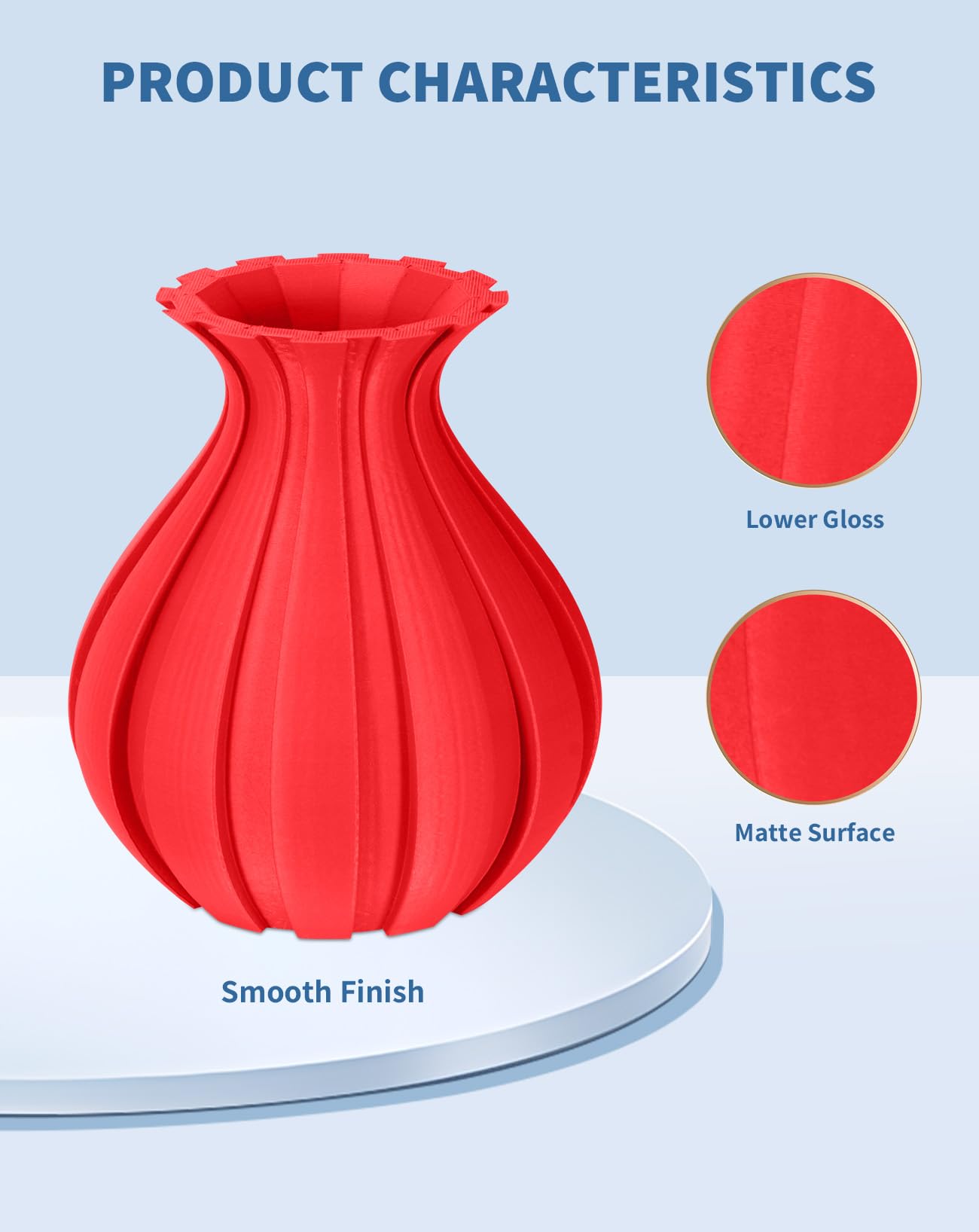 DURAMIC Matte PLA 3D Printer Filament 1.75mm Red - 1kg Spool with Matte Finish | High Precision +/- 0.03mm | Perfect for FDM 3D Printing, Miniatures, Cosplay Props & Home Decor | Easy Support Removal