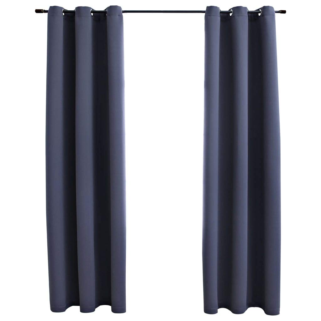 Blackout Thermal Insulated Curtains with Grommets - 2 Panels Set (37x63 Inches) Anthracite Gray for Living Room & Bedroom - Noise Reducing, Energy Saving Window Treatments for Home & Office