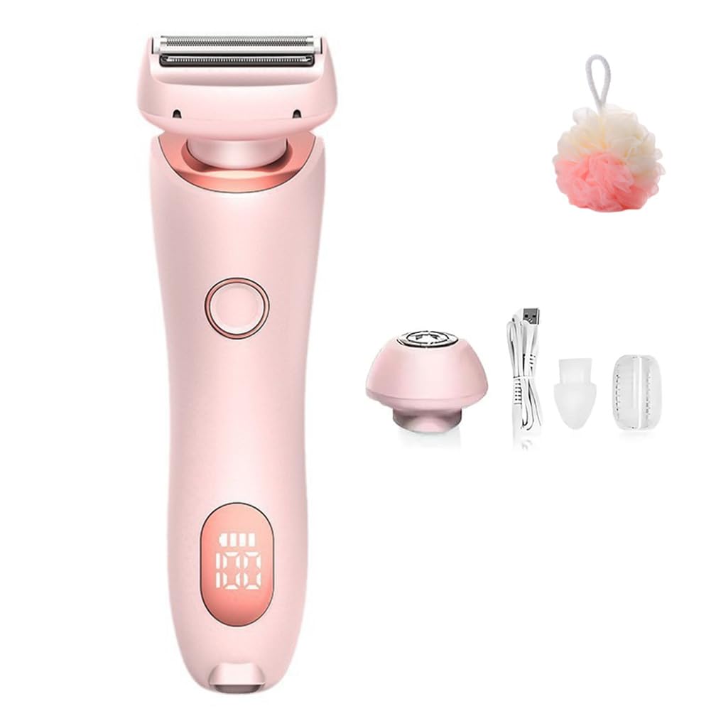 Velvix Smooth Shave Razor for Women - 2 in 1 Electric Shaver & Trimmer, Rechargeable & Waterproof Wet/Dry Use - Portable Pink Razor for Travel & Gym - Perfect for Smooth Legs, Underarms & Bikini Line
