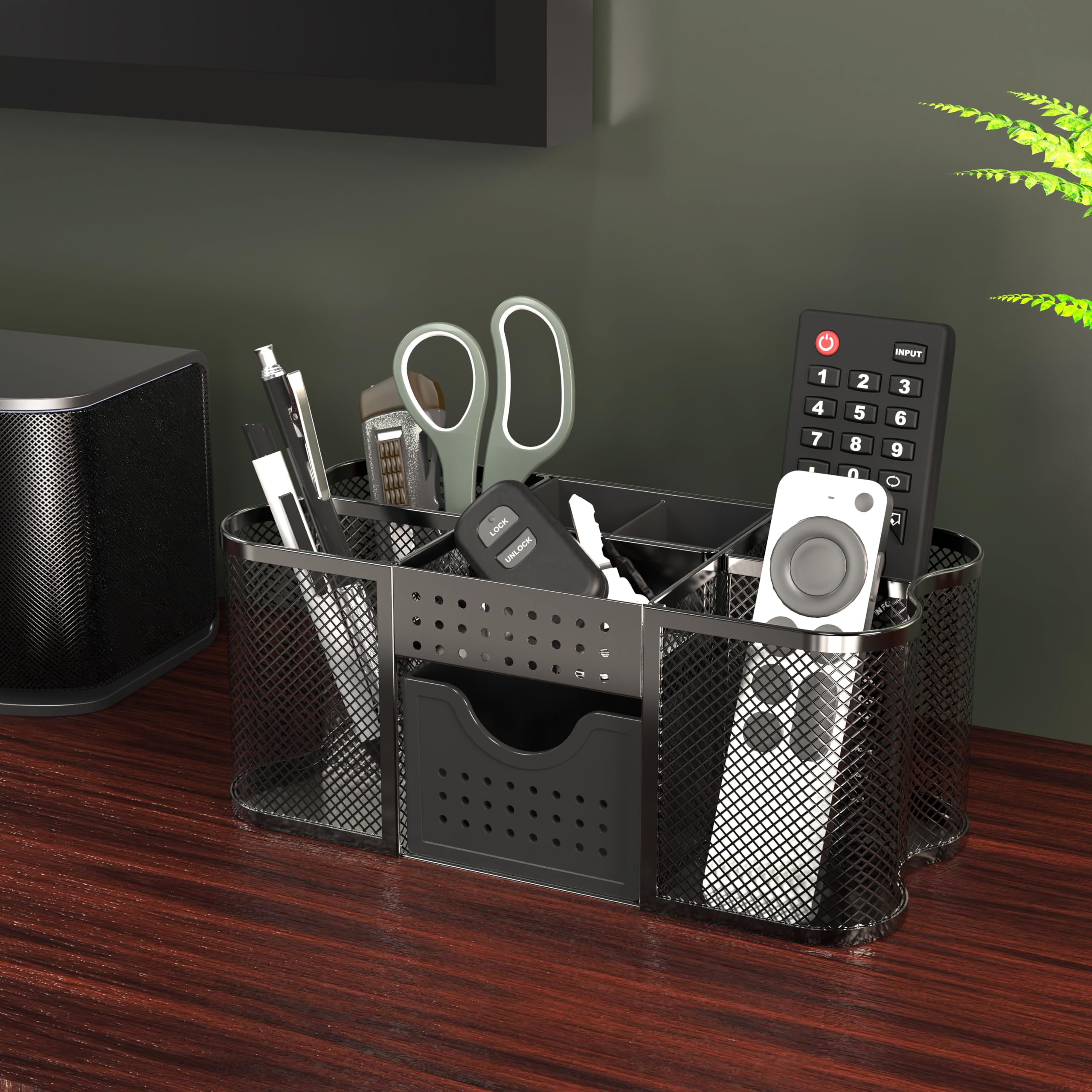 Deco Brothers Desk Organizer Set - Black Pen Holder & Office Caddy with Storage Compartments | Perfect for Home Office, School Supplies & Workspace Organization