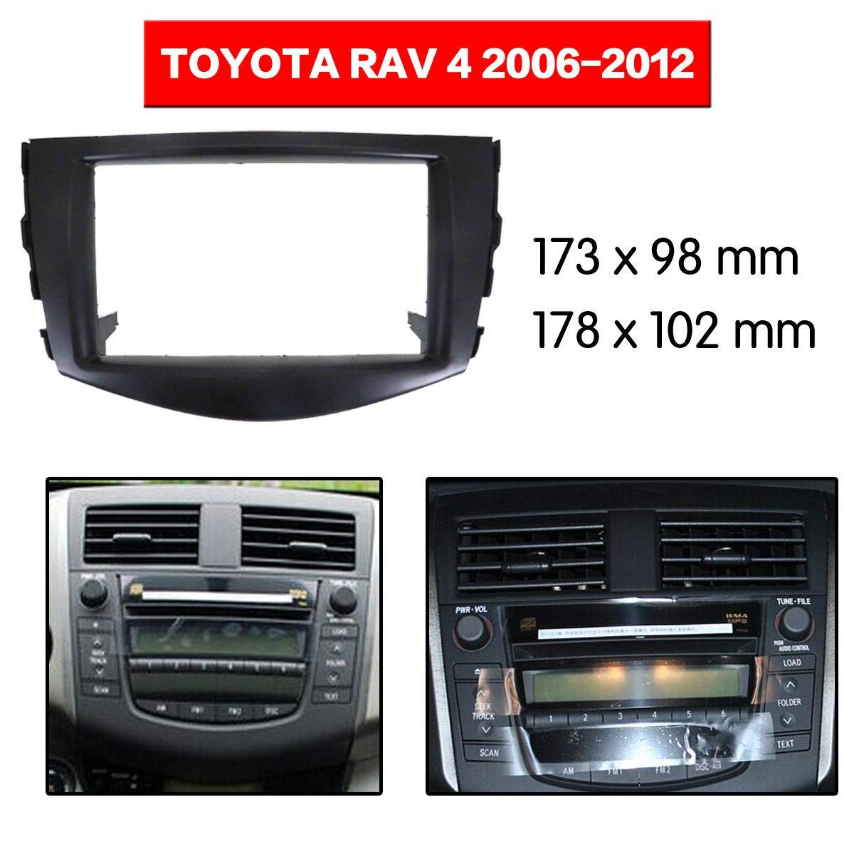 2006-2012 Toyota RAV4 2 DIN Car Stereo Dash Kit - Radio Installation Panel Frame with Fascia Trim for DVD/CD Player Upgrade | Perfect for Aftermarket Audio System Installation