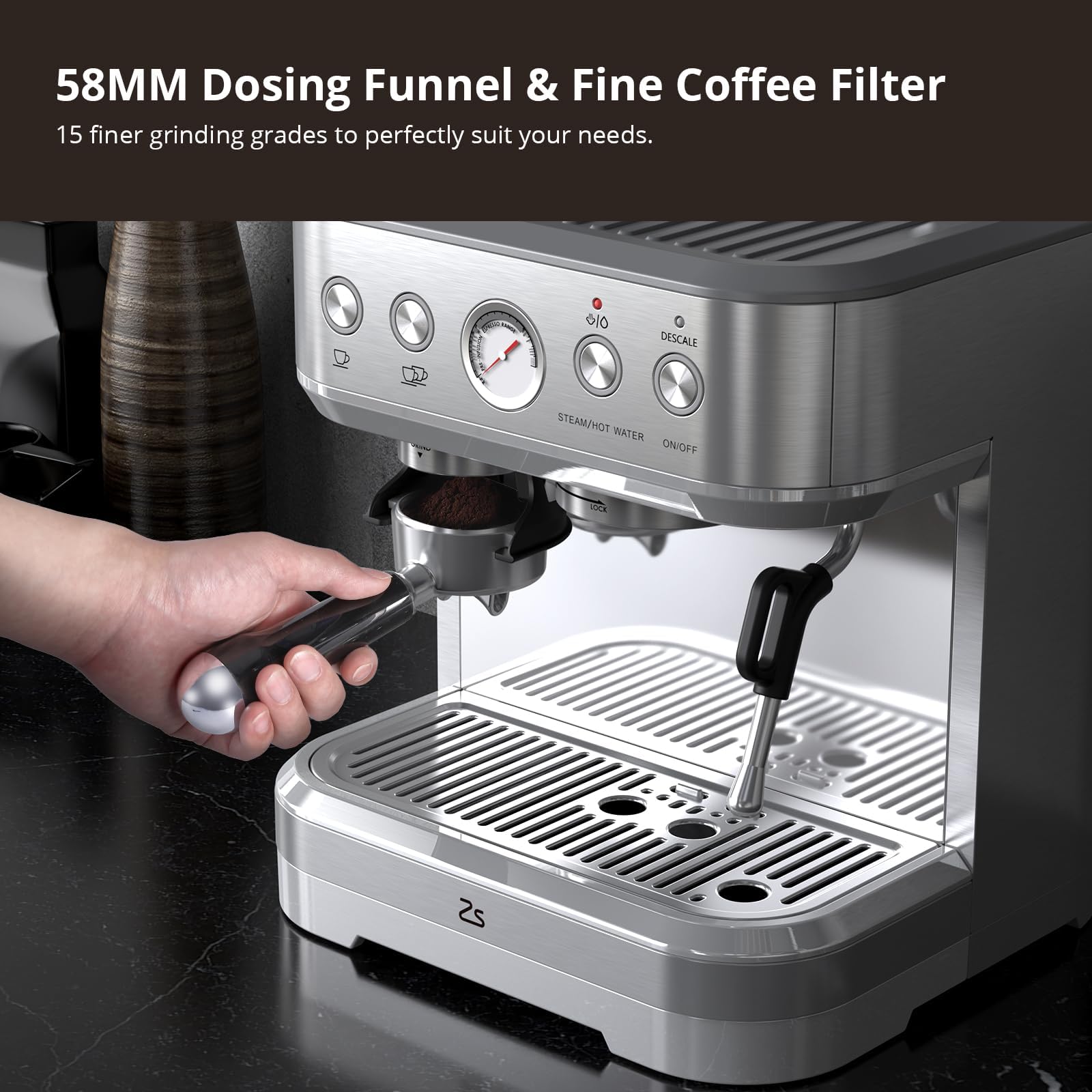 Premium Italian 15 Bar Espresso Machine with Built-in Grinder & Milk Frother - 85oz Large Water Tank, Dual PID Temperature Control, Auto-Cleaning System - Perfect for Home Baristas to Make Lattes, Cappuccinos & Americanos (Ideal for Kitchen, Office or Coffee Shop Use)
