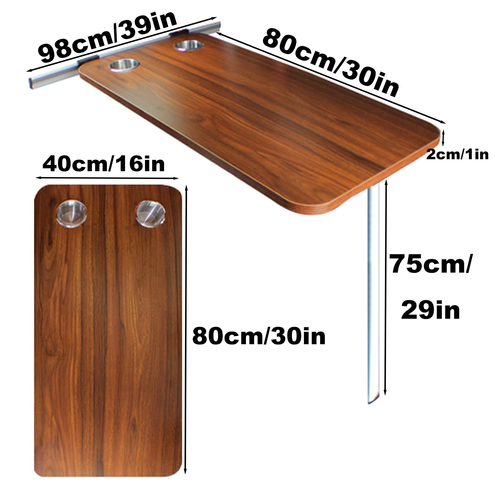 **RV Wall Mounted Folding Table - Space Saving Dining & Work Desk for Motorhome, Camper, Home Office & Outdoor Camping Picnic - Multi-Functional Brown Table**    *(Perfect for small spaces, road trips, remote work, and outdoor adventures!)*