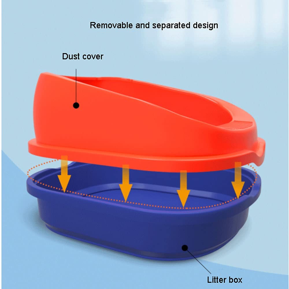 Large Semi-Enclosed Cat Litter Box with Splash-Proof Design & Scoop - Perfect for Kittens & Adult Cats - Ideal for Home, Apartment & Multi-Cat Households