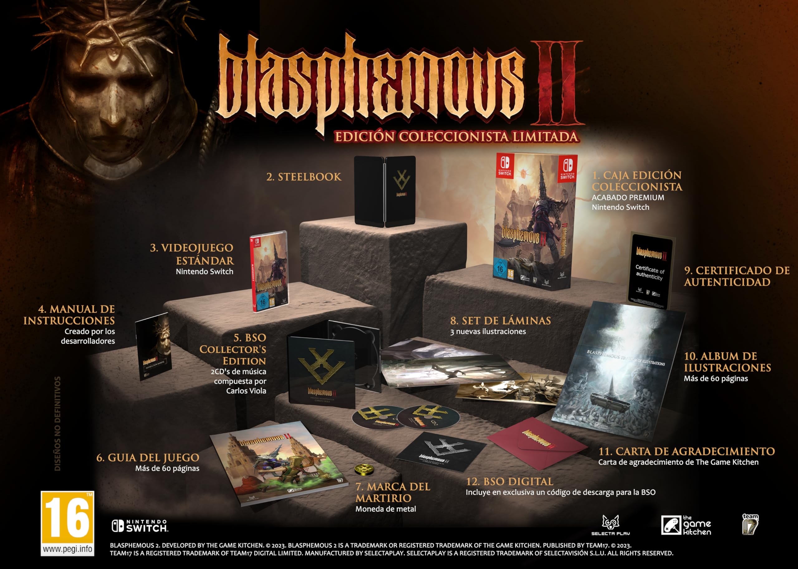 Blasphemous 2 Limited Collector's Edition for Nintendo Switch - Exclusive Game Bundle for Hardcore Gamers & Collectors - Perfect for Gaming Nights & Display Collections