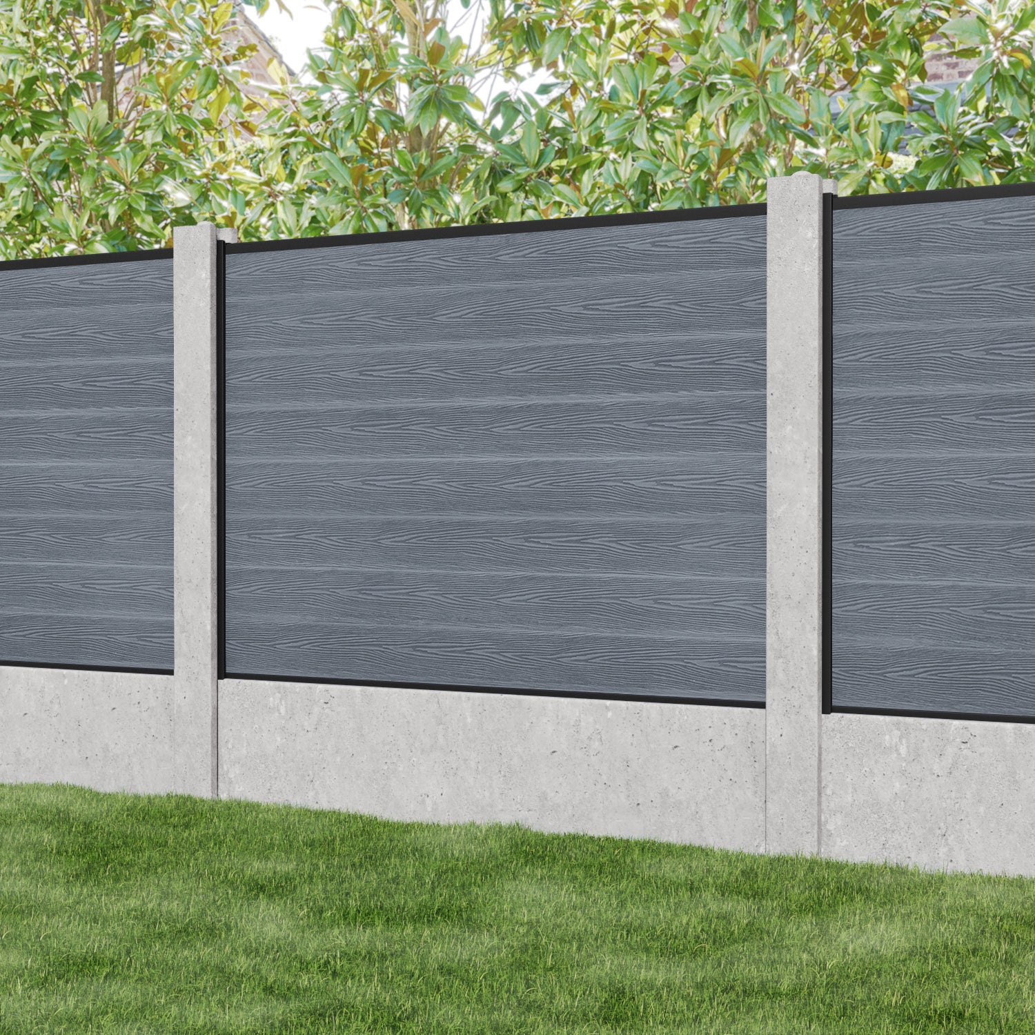 Classic Anthracite Fence Panel for Existing Concrete Posts - Durable Outdoor Privacy Fence for Backyard, Garden & Property Boundaries
