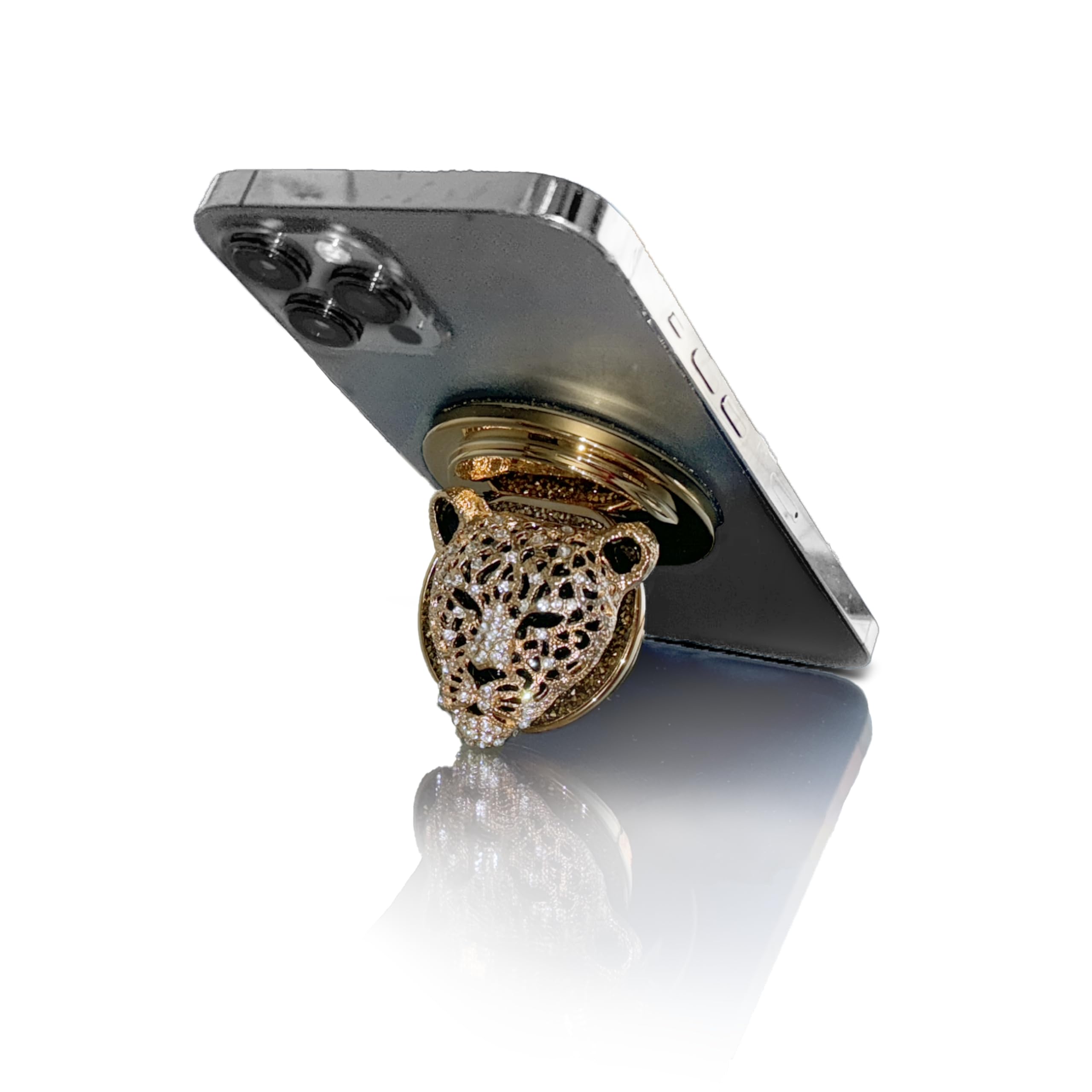 HANDL O MagSafe Jewel Cheetah Removable Phone Grip & Stand – Magnetic Charging Compatible for iPhone, Perfect for Home, Office, and Travel Use