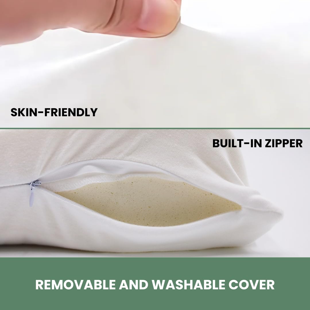 Organic Contour Latex Pillow with GOTS & GOLS Certified Organic Cotton Cover - Firm Support for Neck Pain Relief & Head Alignment - Ideal for Side & Back Sleepers - Perfect for Home, Office & Travel Use
