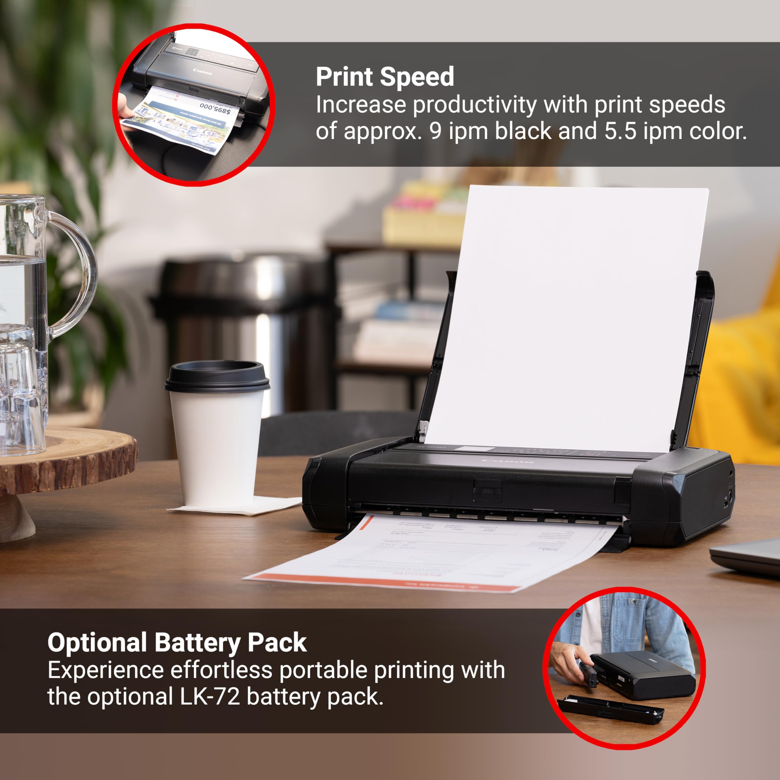 Canon PIXMA TR150 Wireless Portable Printer for Home & Office - Compact Mobile Printing for Travel, Business, and On-the-Go Professionals
