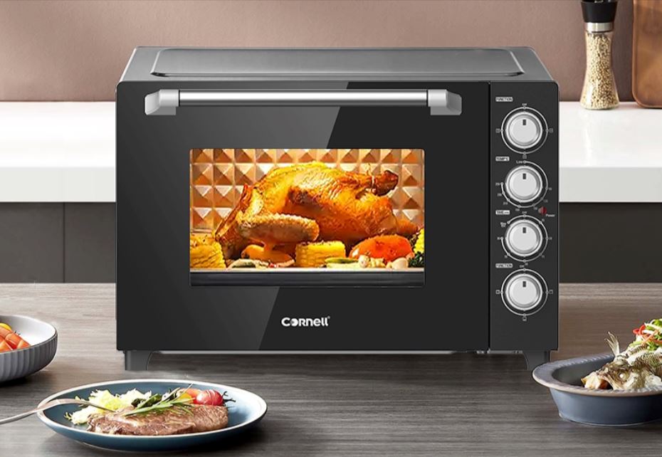 Cornell CEOD70BK 70L Double Glass Electric Oven with Rotisserie & Convection Function - Perfect for Baking, Roasting, and Grilling at Home