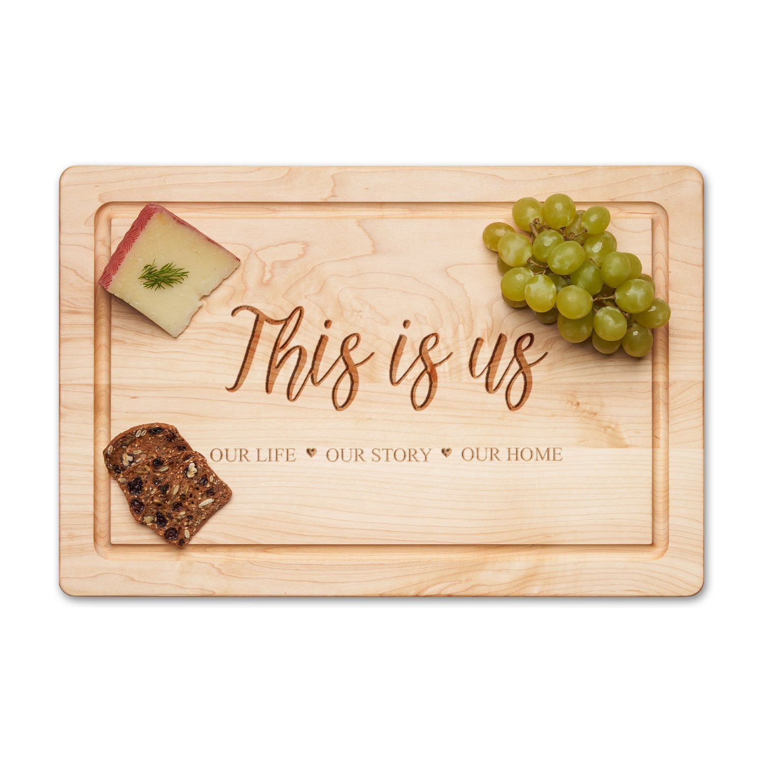 Premium Maple Wood Cutting Board & Cheese Board - 18 x 12 Inches - Durable Kitchen Serving Tray for Charcuterie, Cheese Platters, and Entertaining - Perfect for Holidays, Parties, and Gifts