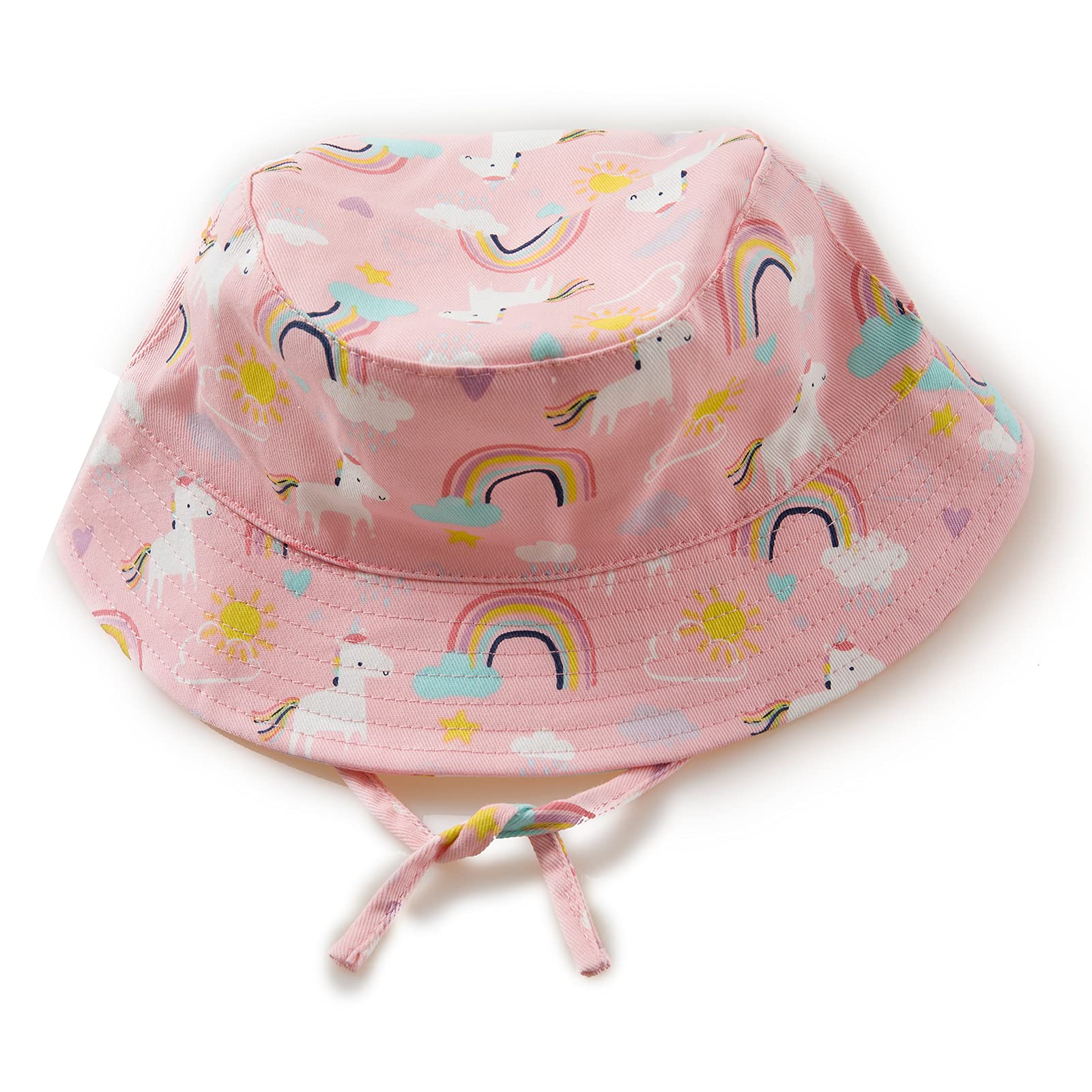 LO SHOKIM UPF 50+ Baby Sun Hat - Adjustable Wide Brim Bucket Hat for Toddler & Infant Girls - Summer Sun Protection for Beach, Park & Outdoor Activities