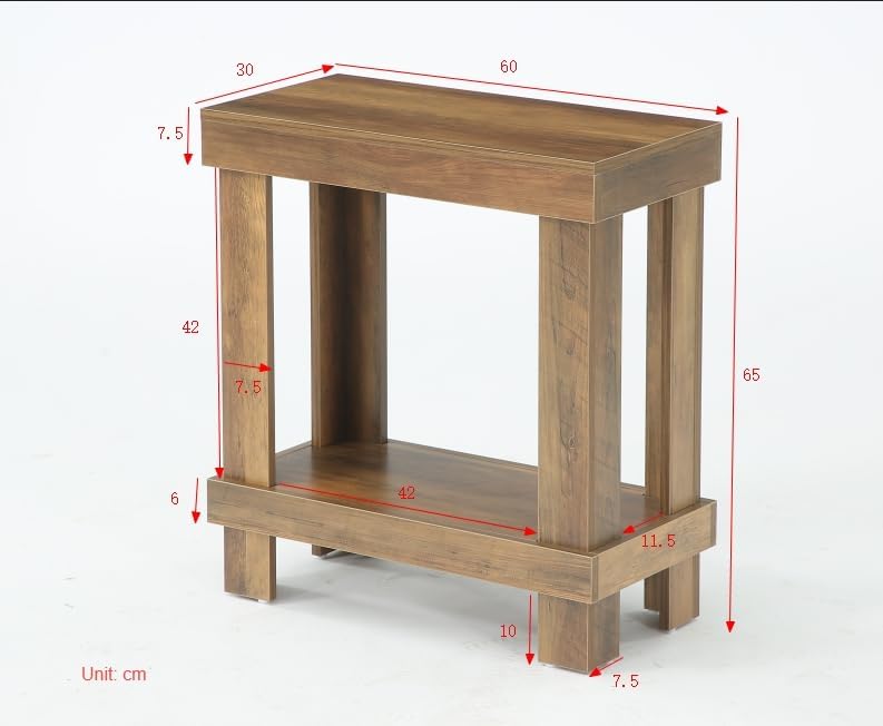 2 Tier End Table with Lower Shelf - Solid Wood Side Table for Living Room, Bedroom & Office - Perfect for Lamps, Books & Decor