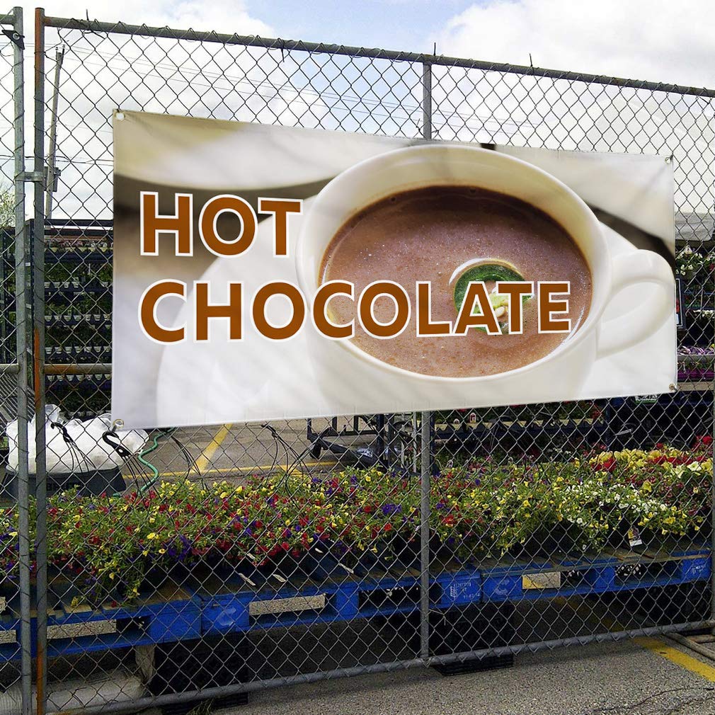 Custom Vinyl Banner 60x144 Inches - Weatherproof Outdoor Advertising Sign for Restaurants, Food & Hot Chocolate - Industrial Yard Sign with 10 Grommets (Multiple Sizes Available) - Perfect for Outdoor Events, Business Promotion & Seasonal Marketing