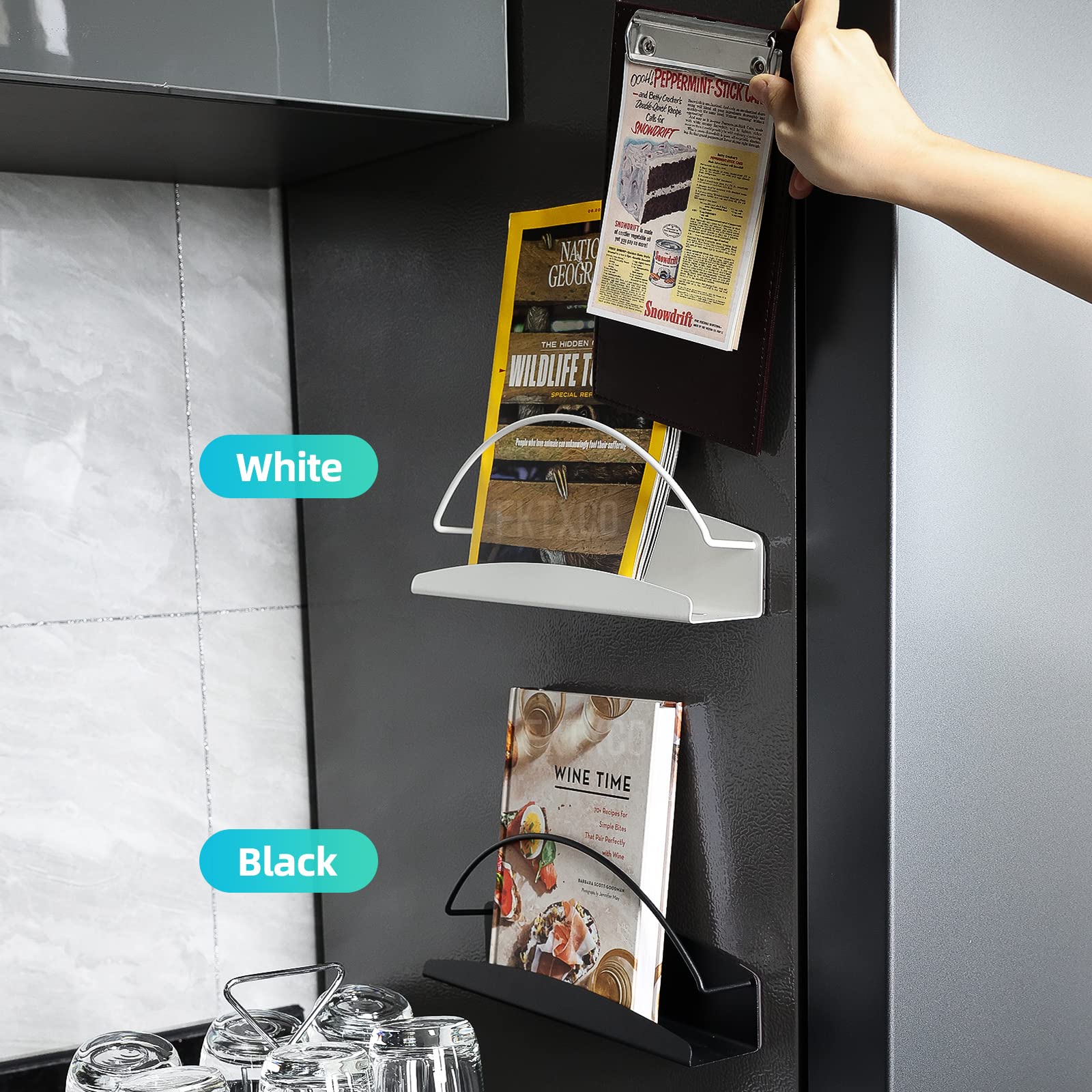 Magnetic File Holder & Organizer - Black Folder, Magazine, Paper, Mail & Book Holder for Whiteboard, File Cabinet, Refrigerator - Perfect for Office, Home & Kitchen Organization