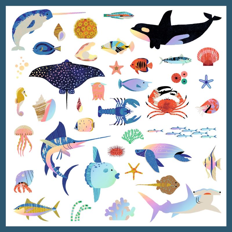 Ocean Metallic Stickers - Waterproof & Durable Vinyl Decals for Laptops, Water Bottles, Cars - Perfect for DIY Crafts, Scrapbooking & Home Decor