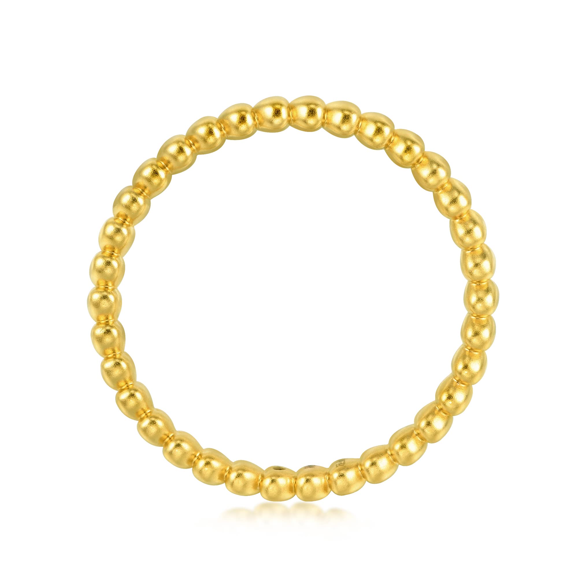 CHOW SANG SANG 24K Solid Gold Stackable Heart Beads Ring for Women - 999 Pure Gold Heart Shaped Ring - Perfect Gift for Anniversary, Valentine's Day & Everyday Wear