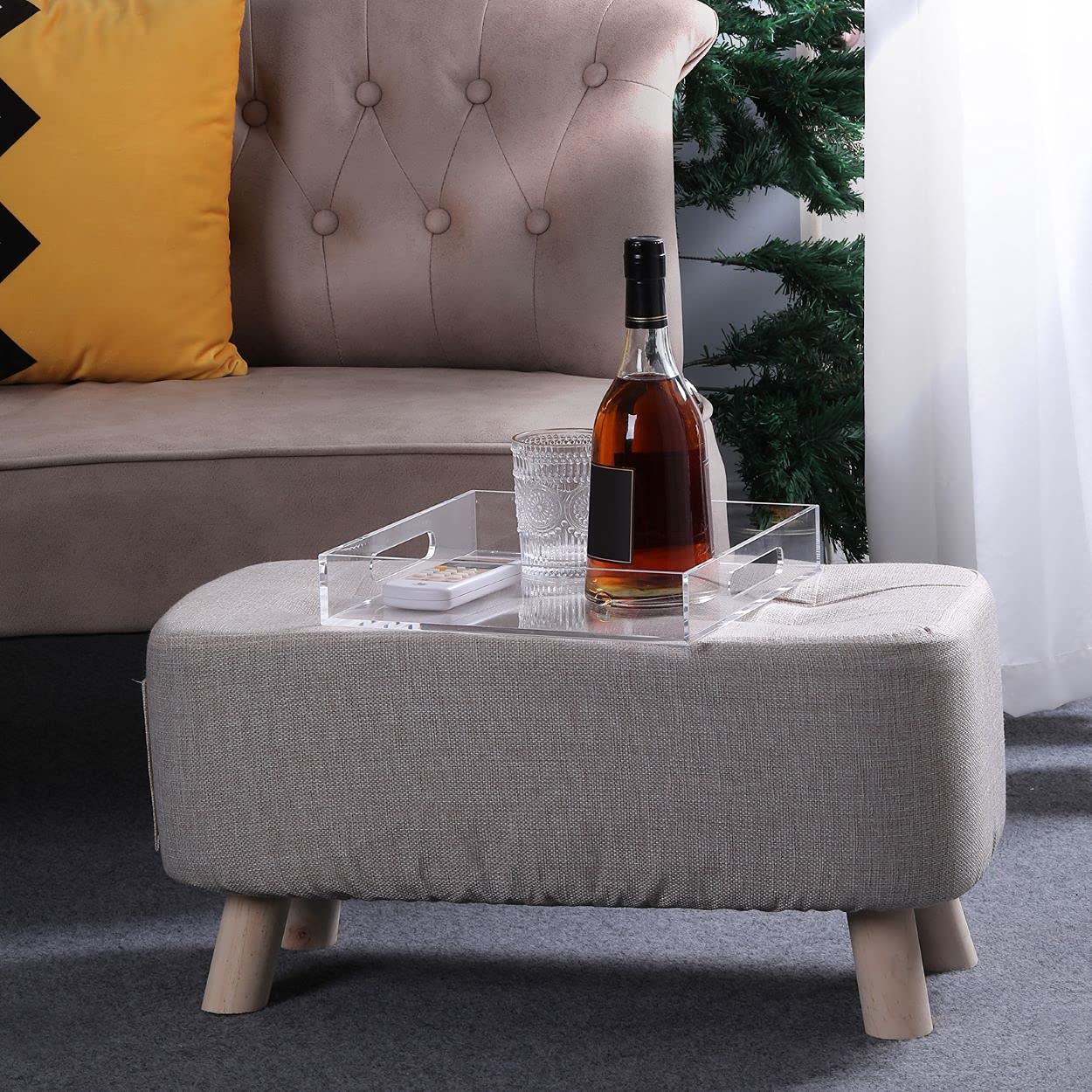 Clear Spill-Proof Acrylic Ottoman Tray with Handles - 18