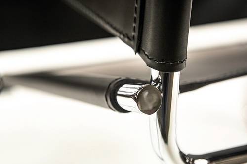 Marcel Breuer Wassily Chair - Black Leather Tubular Steel Frame Modernist Lounge Chair for Living Room, Office & Lounge Spaces