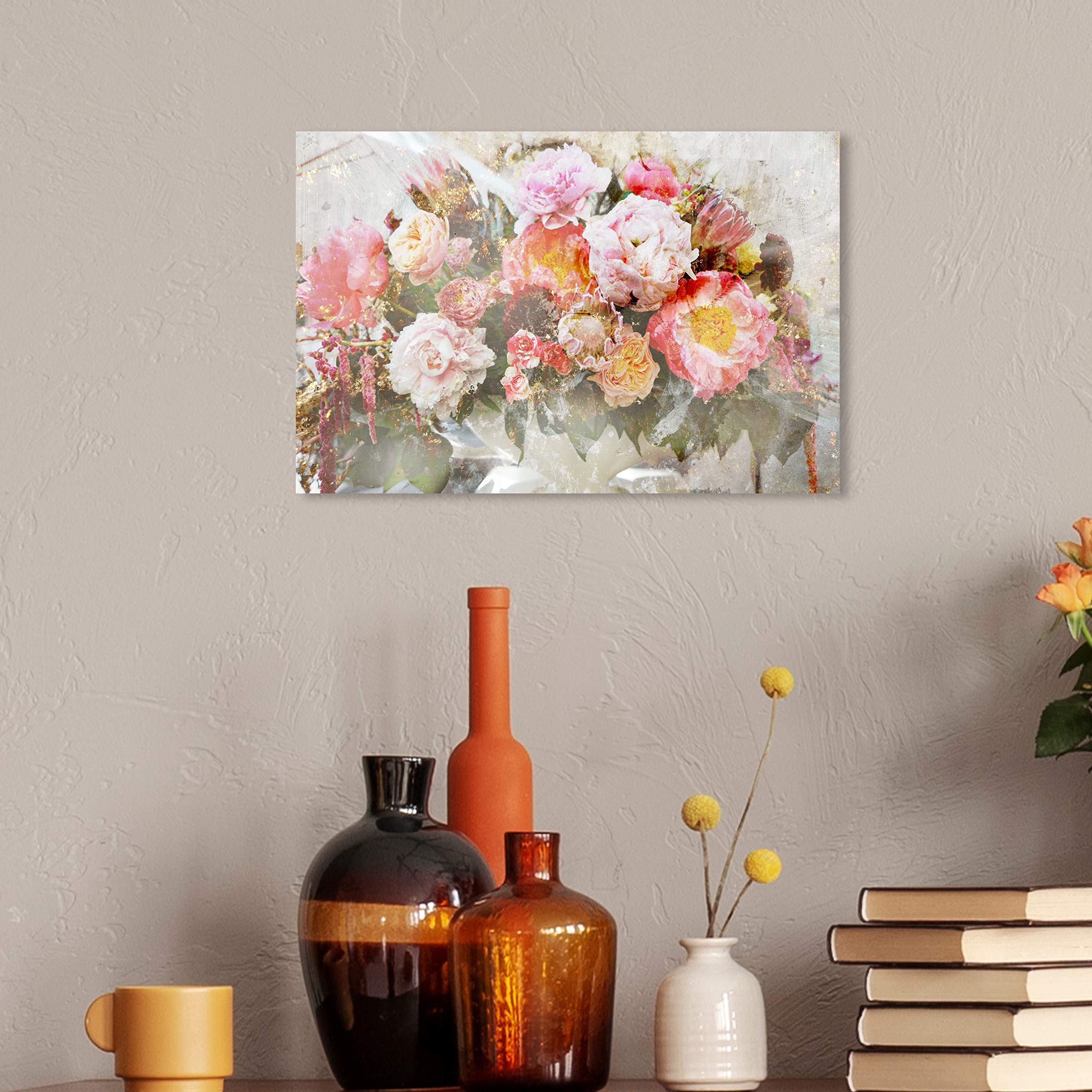 Oliver Gal Floral Wall Art Canvas Print 'Serving Roses Spring' - Pink & White Home Decor 15x10 Inches | Perfect for Living Room, Bedroom & Office Wall Decoration