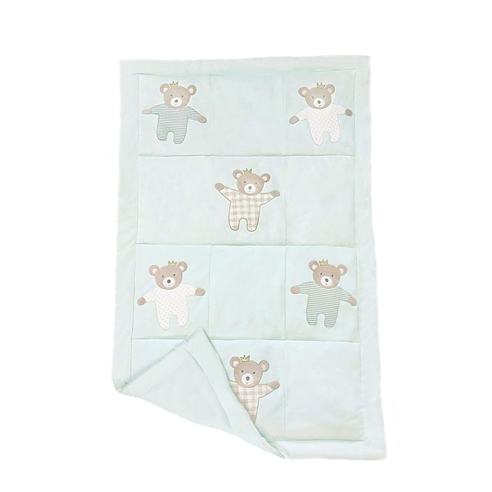 Bedtime Prince Bear Cotton Quilt - Soft & Cozy Baby Blanket for Nursery, Crib, and Stroller - Perfect for Newborns, Infants & Toddlers