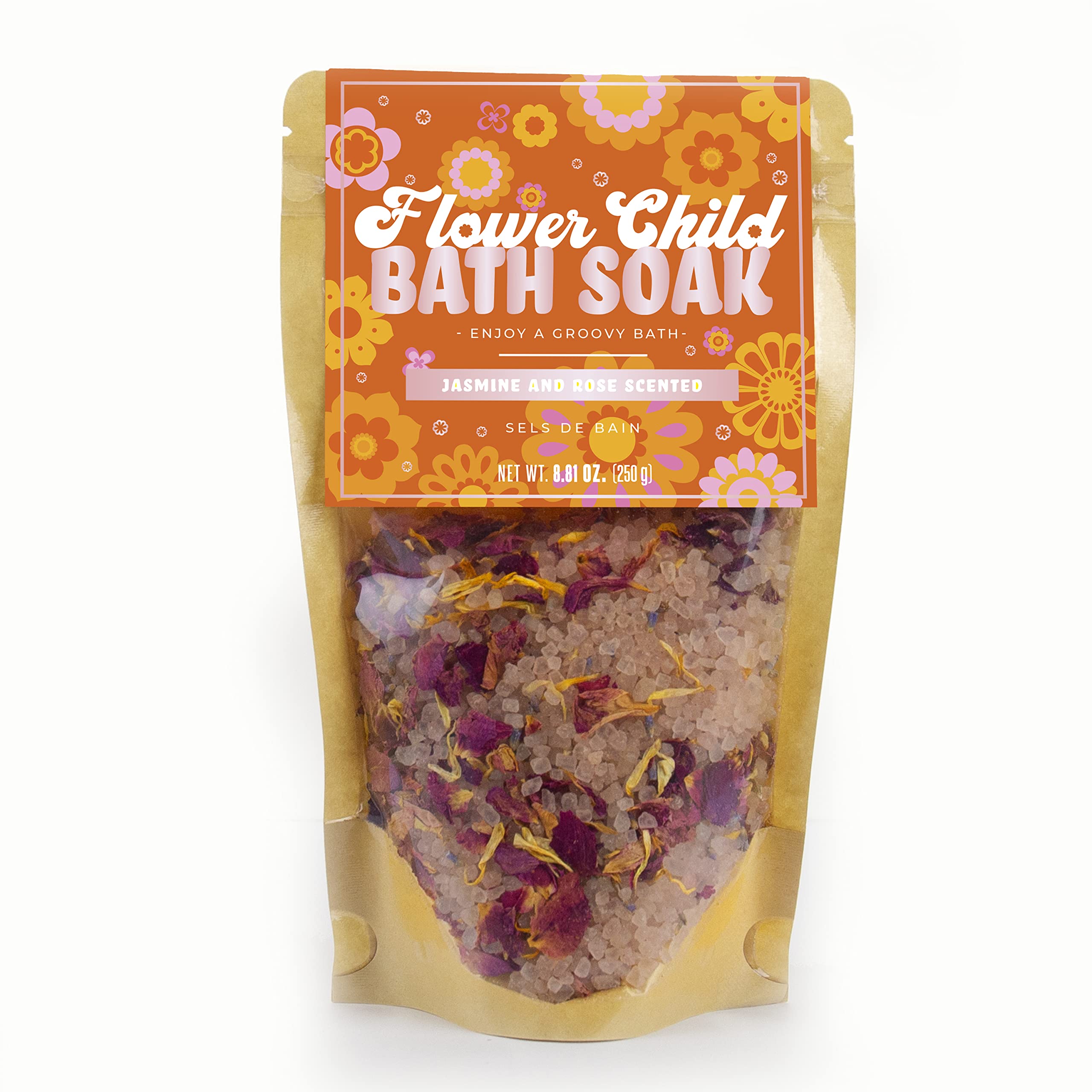 Flower Child Bath Soak by Gift Republic - Natural Relaxing Herbal Bath Salts for Women - Perfect for Spa Nights, Self-Care & Stress Relief