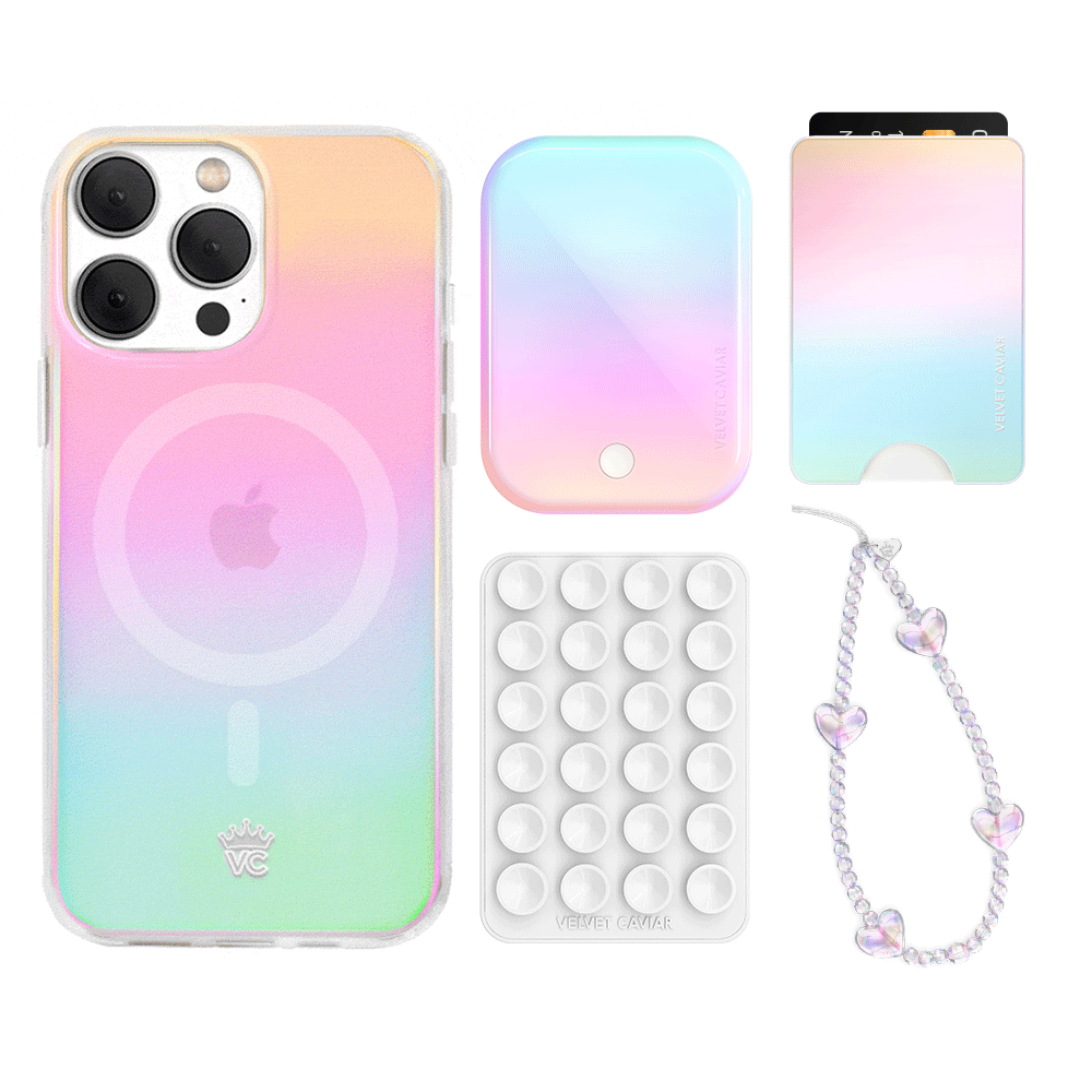 White Opal iPhone Case with Wallet Holder - Stylish & Functional Phone Accessory for Everyday Use, Travel, and On-the-Go Convenience