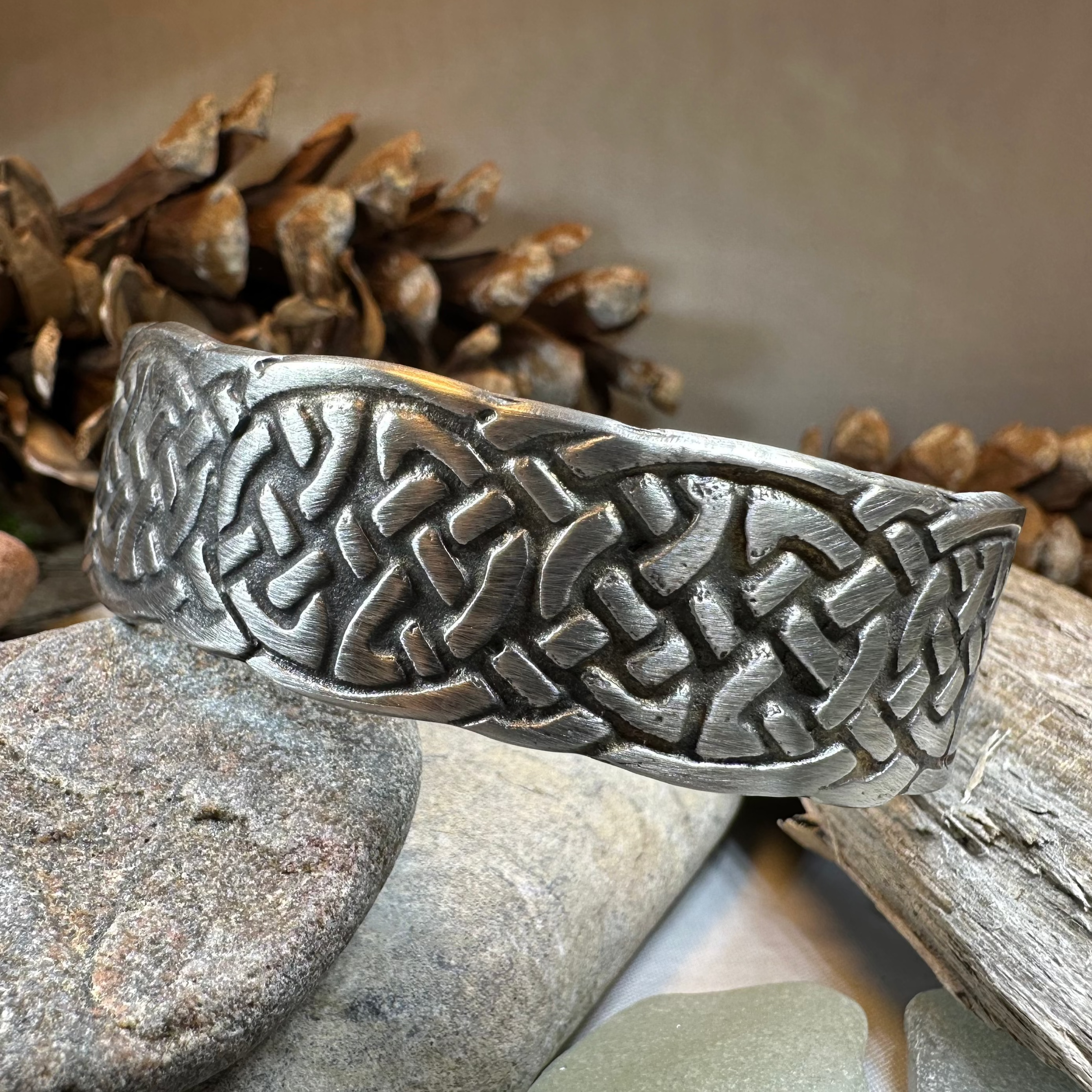 Celtic Knot Pewter Cuff Bracelet for Women - Handmade Irish Jewelry - Adjustable Bangle for Everyday Wear, Gifts & Special Occasions