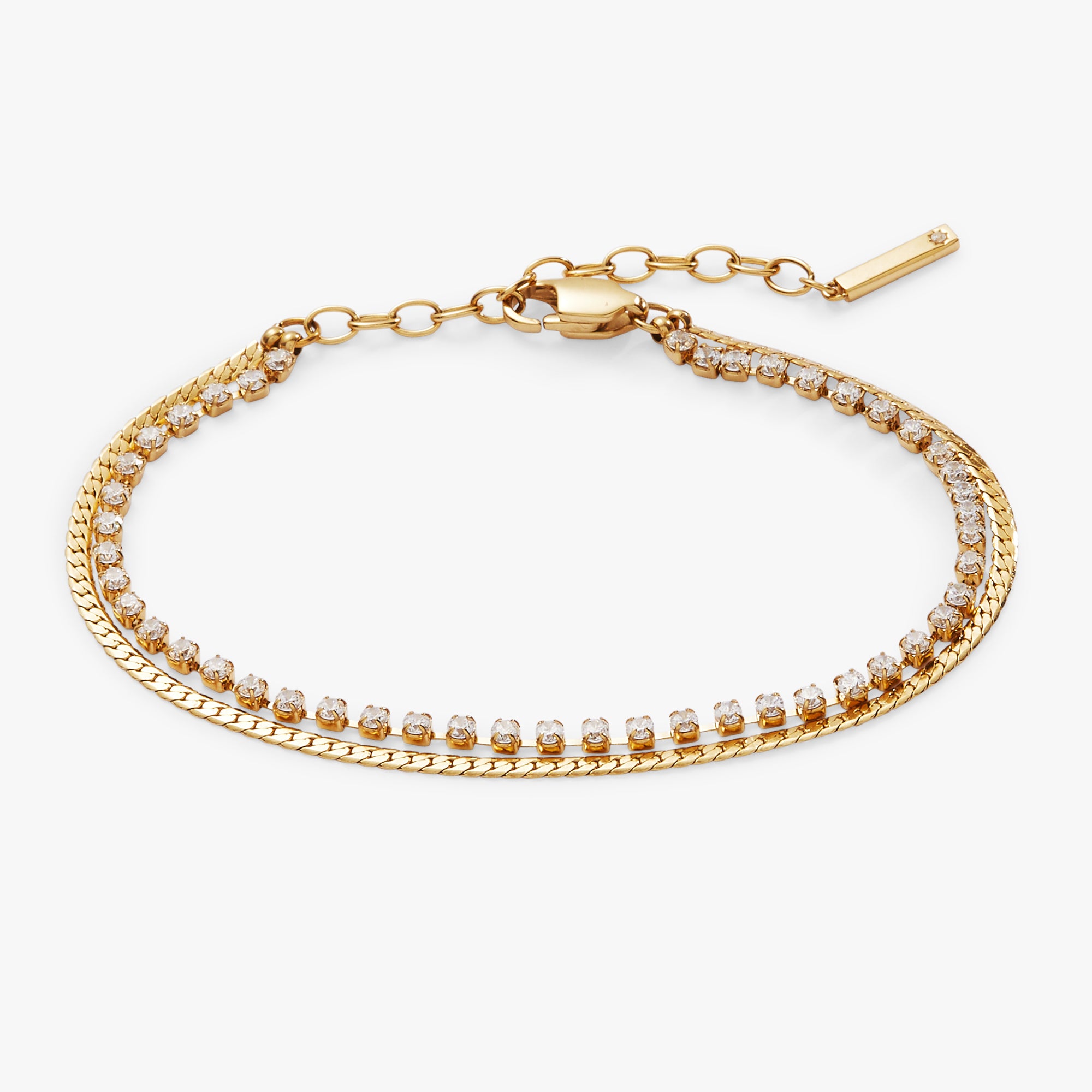 Double Strand Crystal Tennis Chain Bracelet for Women - Elegant Cubic Zirconia Bracelet for Party, Wedding & Evening Wear - Dainty & Sparkling Jewelry Gift