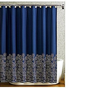 Premium Navy Blue Fabric Shower Curtain - Waterproof & Mold Resistant Bathroom Decor for Modern Homes - Perfect for Bathrooms, Dorms, and Apartments