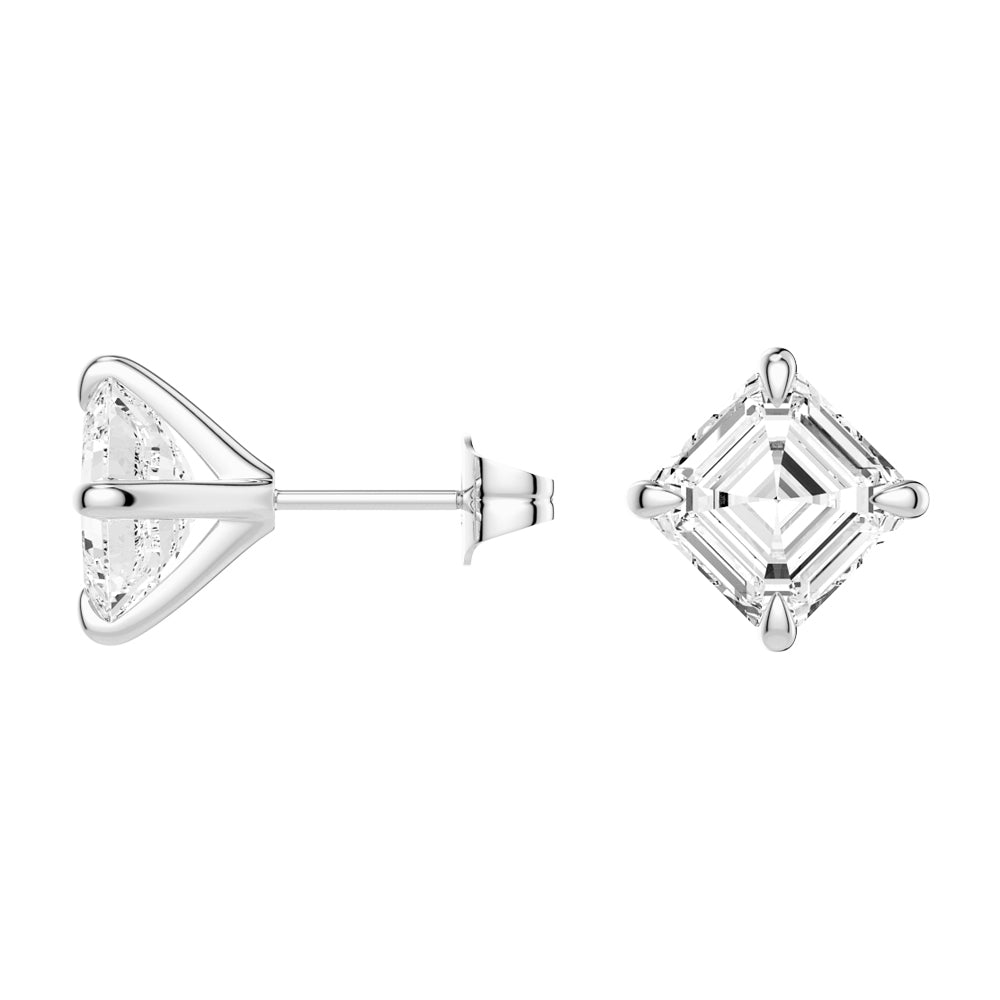 Emerald Cut Diamond Pendant & Asscher Cut Moissanite Stud Earrings Set - Luxury Jewelry Gift for Women - Perfect for Weddings, Anniversaries & Special Occasions