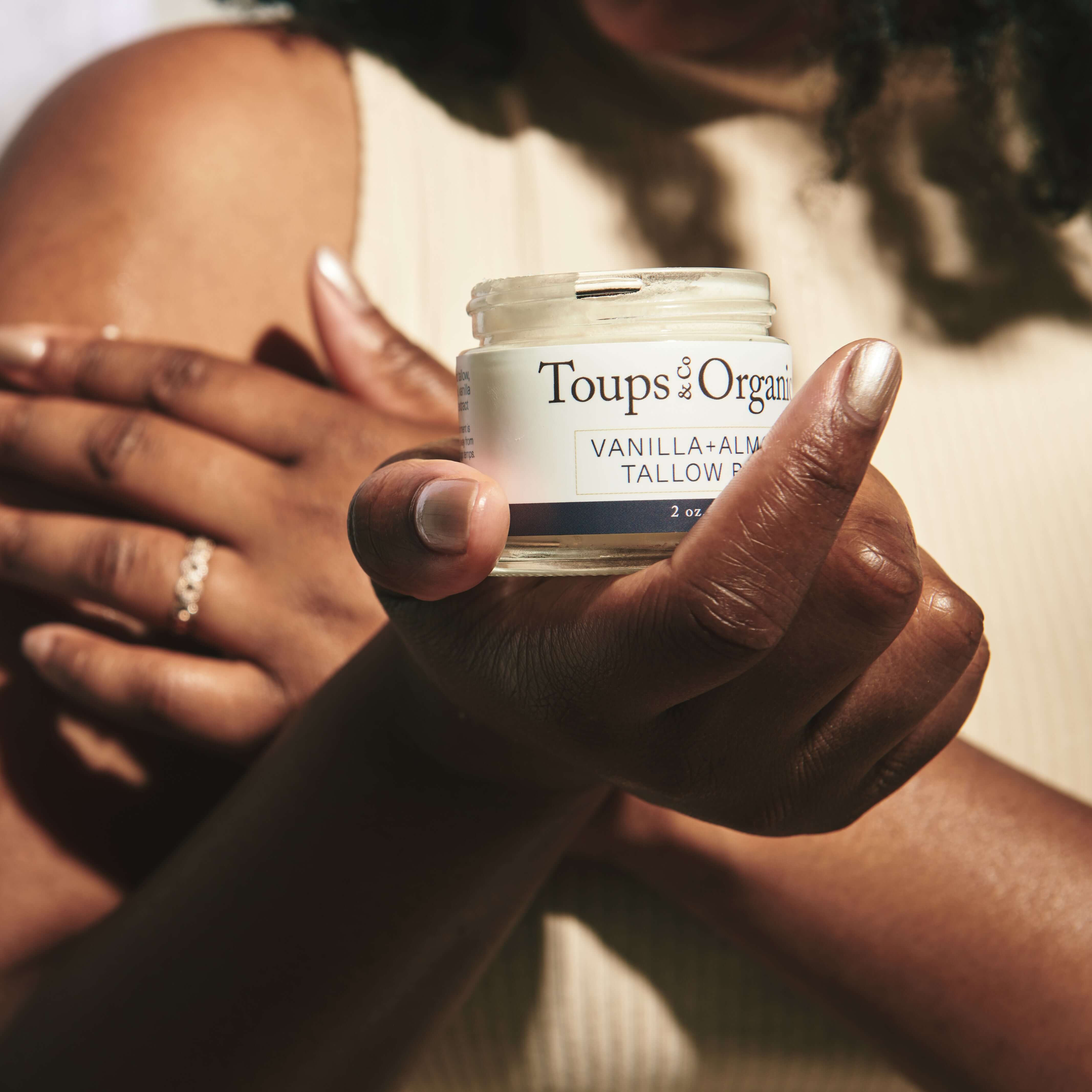 Organic Tallow Balm for Skin - Vanilla & Almond Scented, Moisturizing & Nourishing Hand & Body Cream - Perfect for Dry Skin Care & Natural Skincare Routine