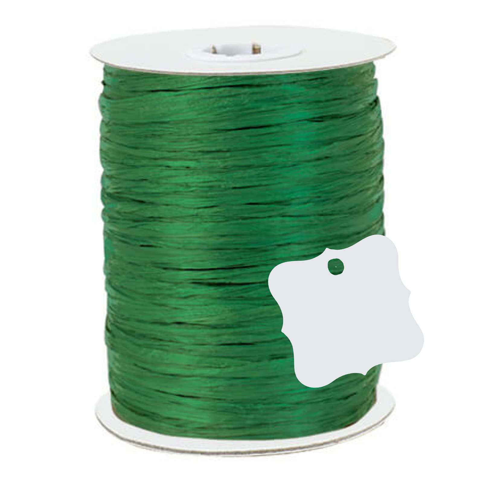 Eco-Friendly Paper Emerald Green Gift Wrap with Raffia Ribbon & Contoured Gift Tags - Perfect for Birthday, Wedding, and Holiday Present Wrapping
