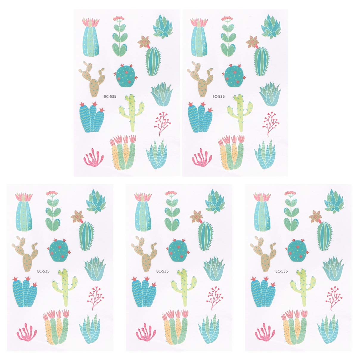 10 Sheets Temporary Tattoos for Kids - Cactus Plant Fake Tattoo Stickers, Waterproof & Safe, Fun Body Art for Parties, Halloween & Summer Activities