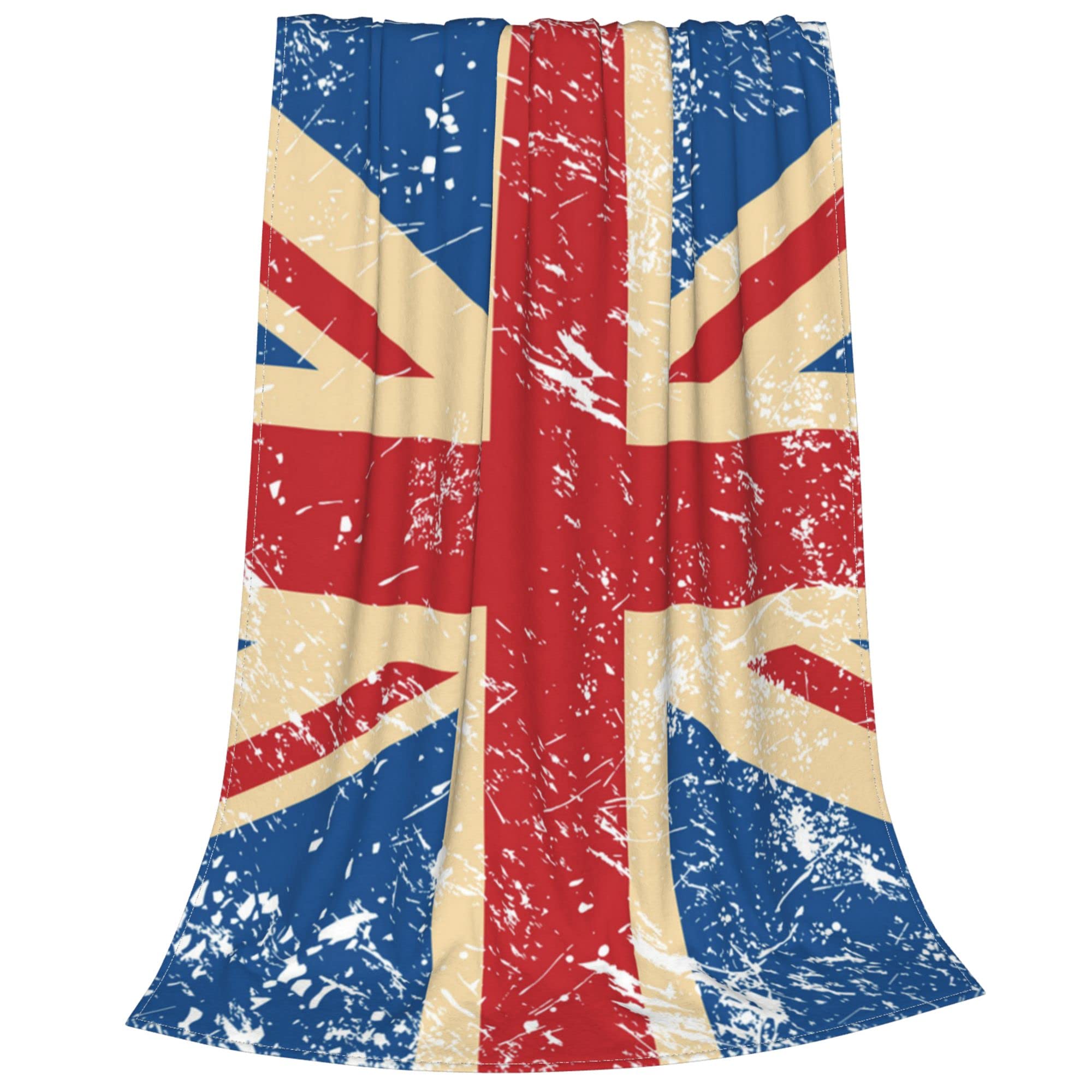 Lightweight Flannel Blanket - Small & Large Summer Cool Throw - UK Retro British Flag Design - Soft Fleece Blanket for Couch, Bed, Sofa & Chair - Queen & King Size - Perfect for Picnics, Travel & Home Decor