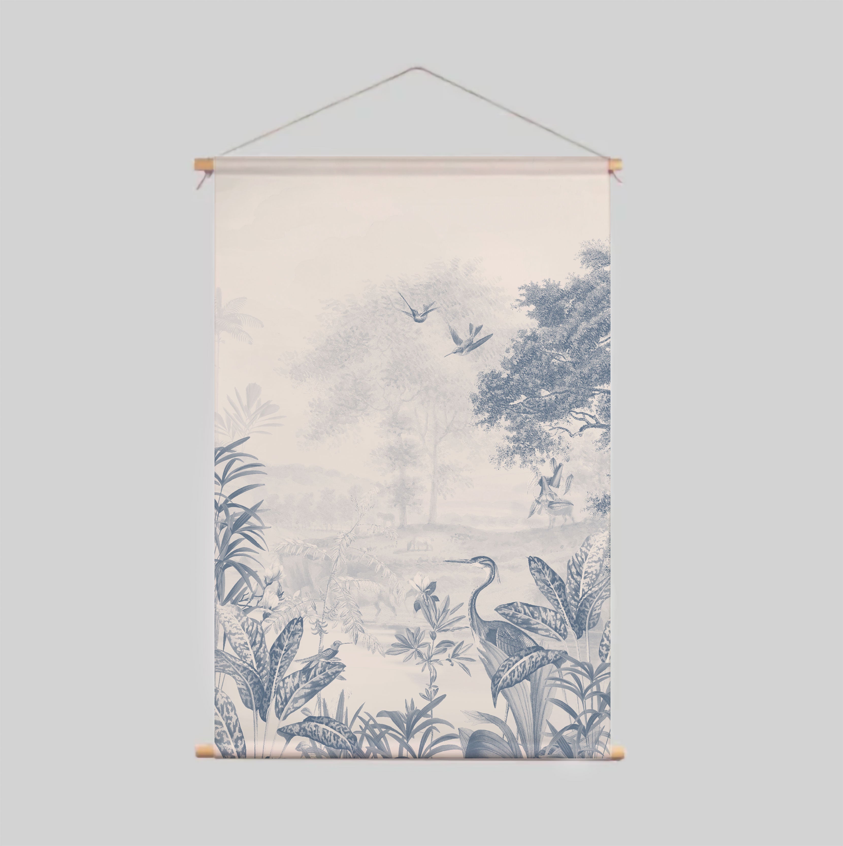 Scenic Landscape Textile Poster in Tonal Blue - Perfect for Home Decor, Office Wall Art & Gift Ideas