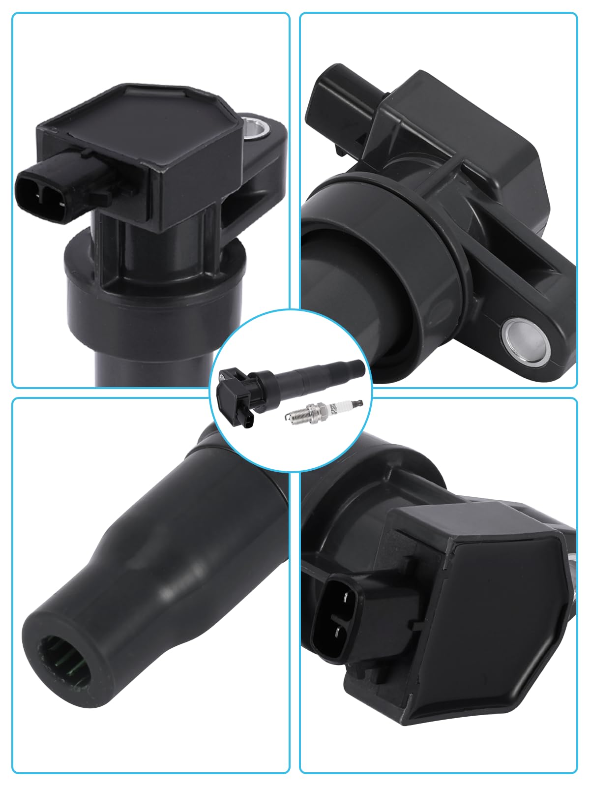 6-Pack UF546 Ignition Coil Pack with Iridium Spark Plugs for Hyundai Azera, Genesis, Santa Fe, Sonata & Kia Optima, Sorento (3.3L 3.8L) - Improve Engine Performance & Fuel Efficiency