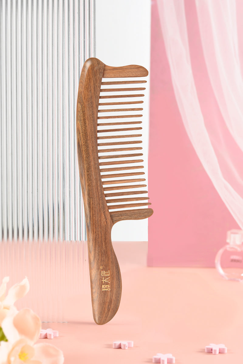 Verawood Wide Tooth Comb for Detangling & Scalp Massage - Natural Wood Hair Comb for Wet & Dry Hair - Perfect for Curly, Thick, and Long Hair Care