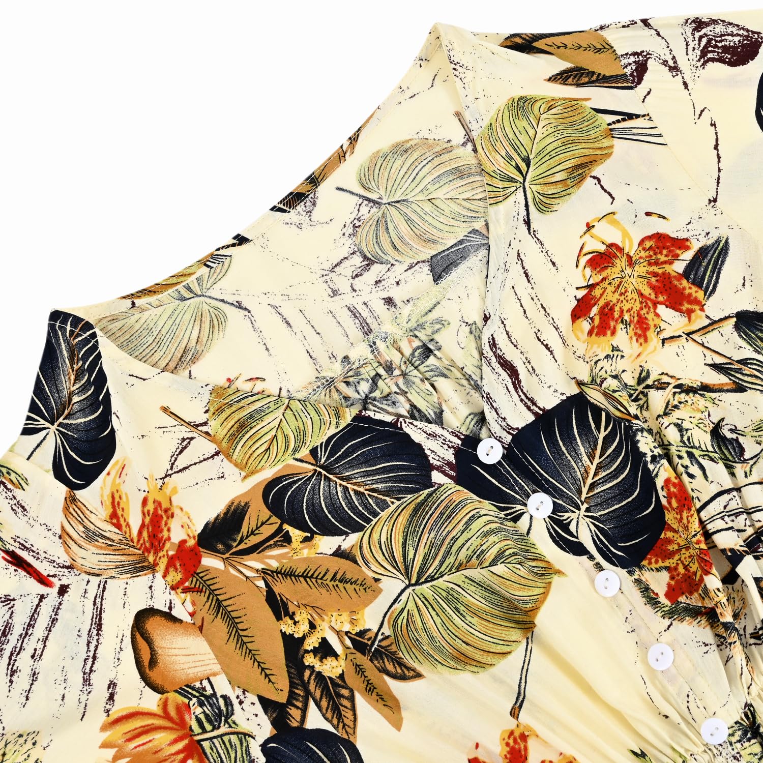 Floral Maxi Dress for Women - Button Up Front with Side Slit & Flowy Print - Perfect for Parties, Weddings & Summer Vacations