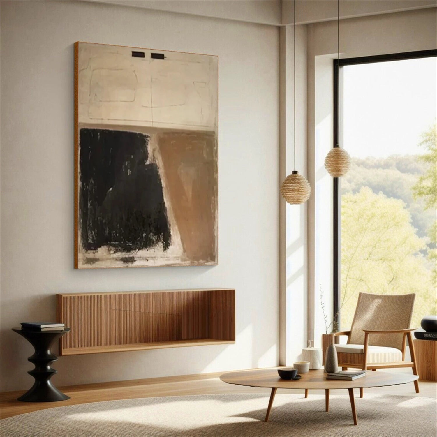 Abstract Frameless Stretched Canvas Painting #AB 145 - Modern Wall Art for Living Room, Bedroom & Office Decor