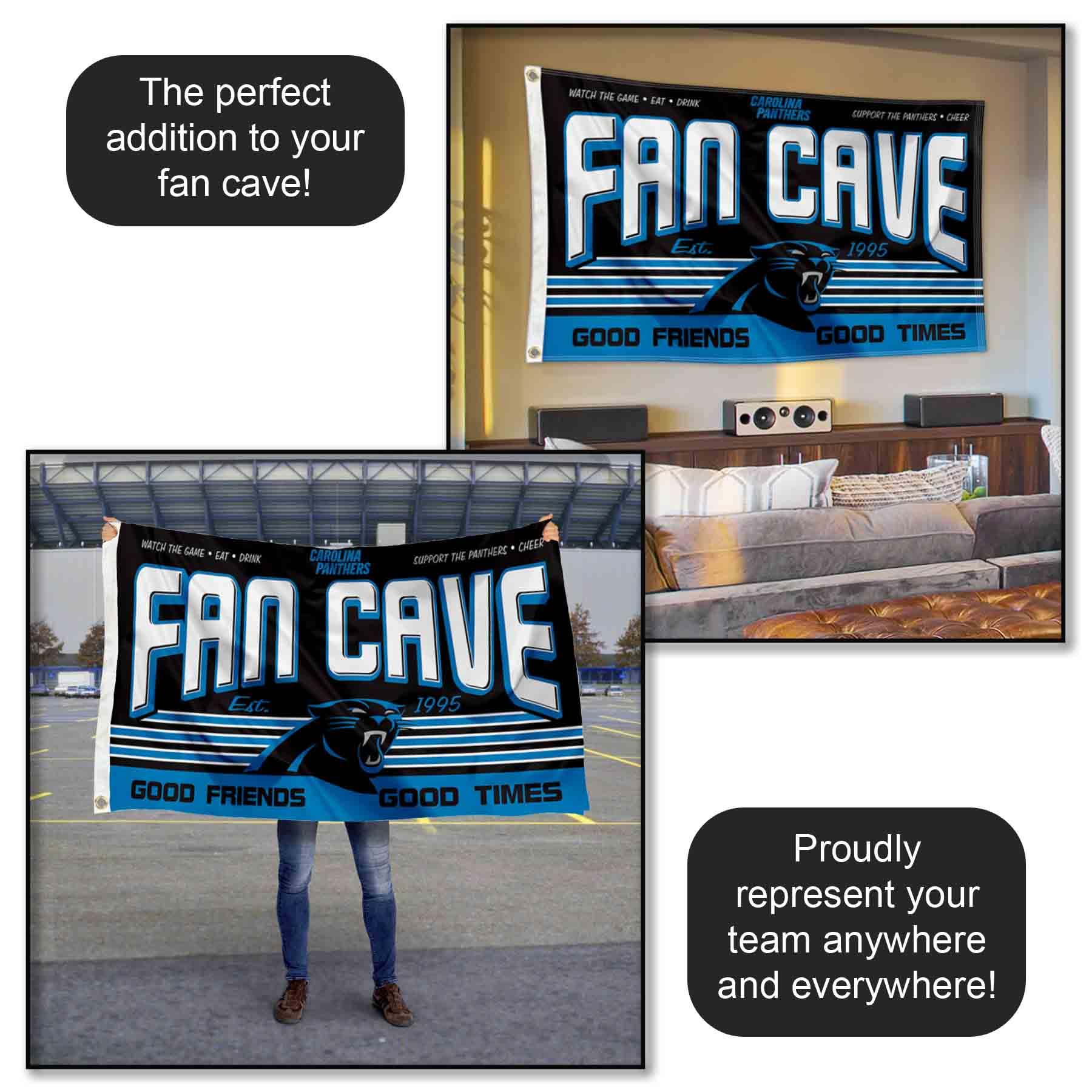 WinCraft Carolina Panthers NFL Team Fan Cave Banner Flag - Perfect for Game Day Decor, Man Cave, Tailgating & Panthers Fan Gifts