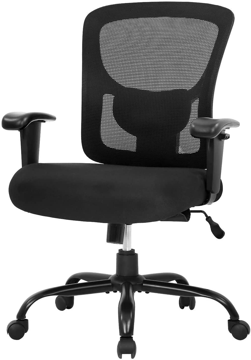 Big and Tall Office Chair 400 lbs Capacity - Wide Seat Ergonomic Desk Chair with Adjustable Lumbar Support & Armrests - Breathable Mesh Back Rolling Swivel Task Chair for Home Office - Black (Perfect for Heavy Duty Work & Long Hours Computer Use)