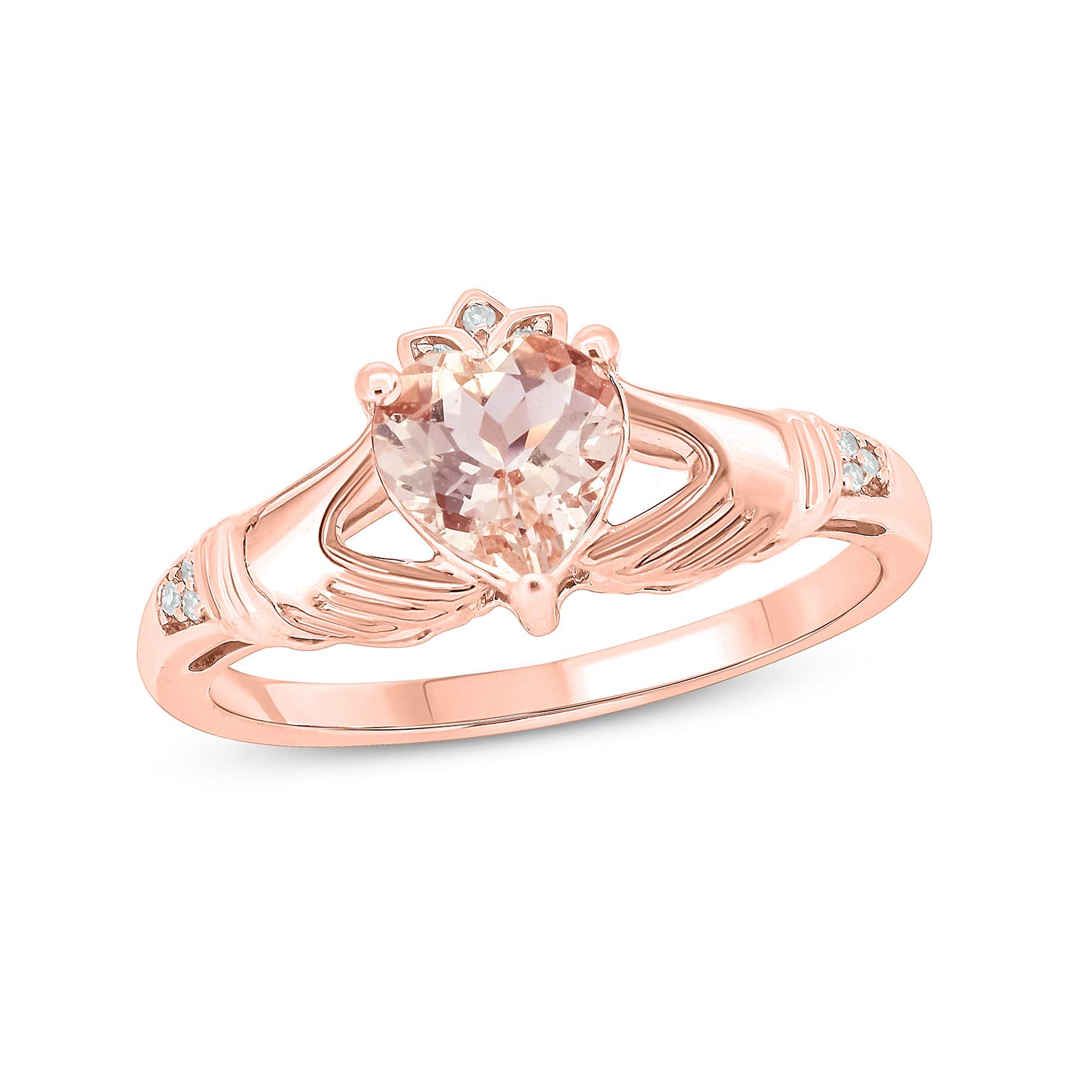 10K Gold Women's Diamond Accent & Colored Stone Ring - Claddagh Love, Friendship & Loyalty Fashion Ring in Yellow, Rose or White Gold | Perfect for Gifts, Anniversaries & Special Occasions