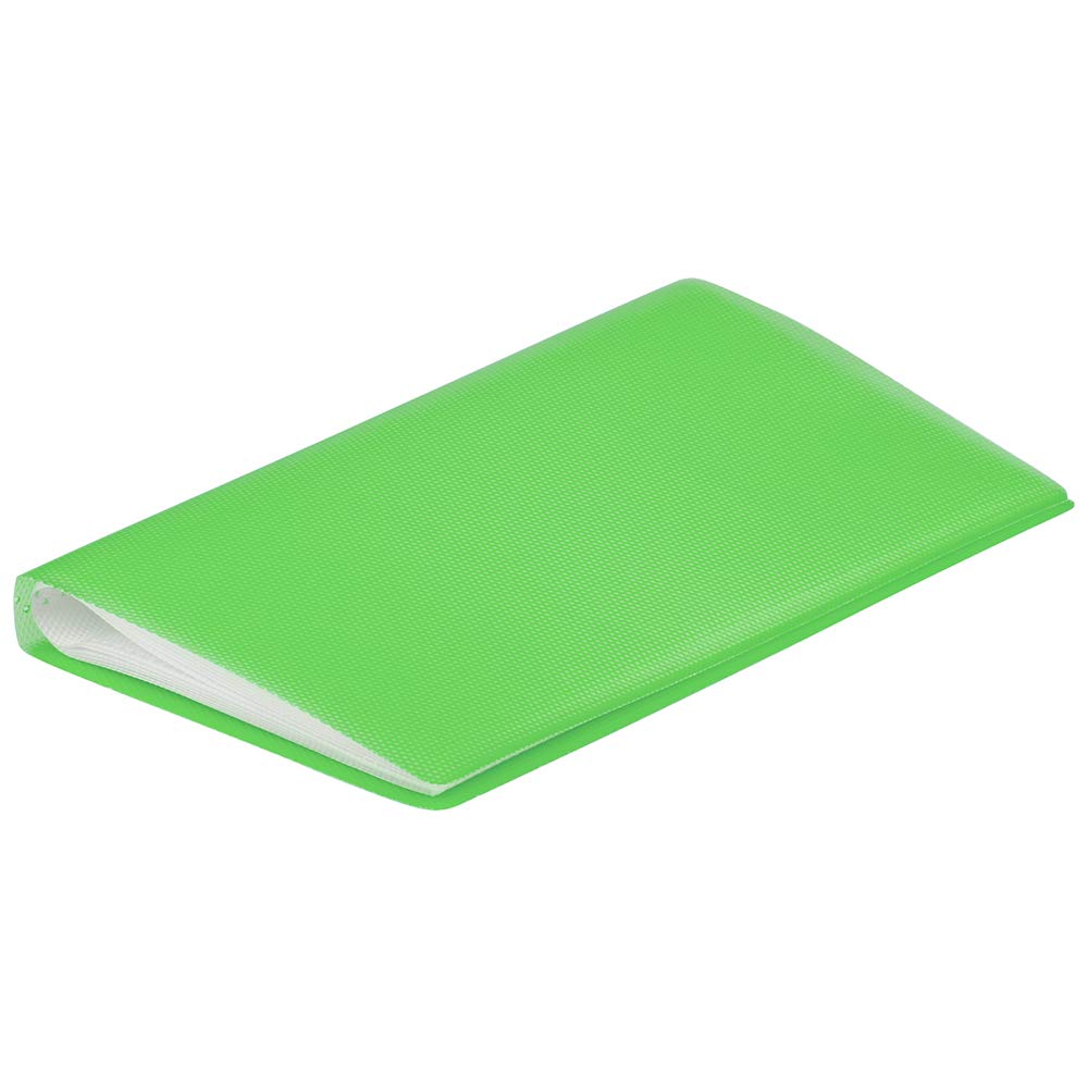 JAM PAPER Business Card Holder - 72 Pocket Capacity (4 x 7.25 Inches) - Wallet Size Card Organizer - Green - 12 Pack - Perfect for Networking Events & Office Organization