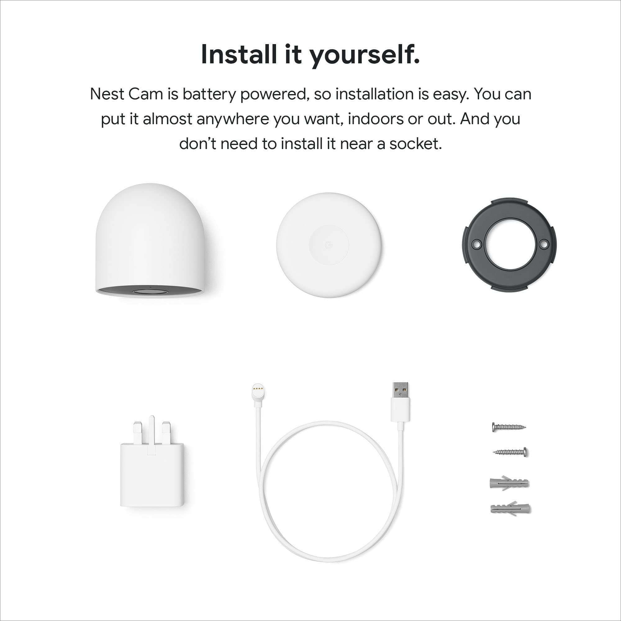 Google Nest Cam Outdoor/Indoor Battery Security Camera - Wireless Smart Home WiFi Surveillance System for Baby Monitoring, Pet Watching & Home Security